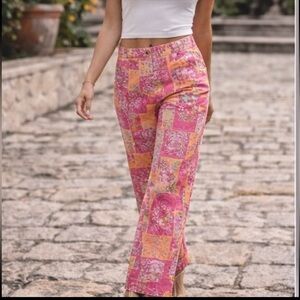Hawaiian Tropic Vintage 80s Sz 14 Pink Patchwork Ankle Pants
